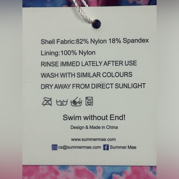 NWT Hello Summer Pink Blue Tankini Bathing Suit Top Women’s XL - Picture 9 of 9